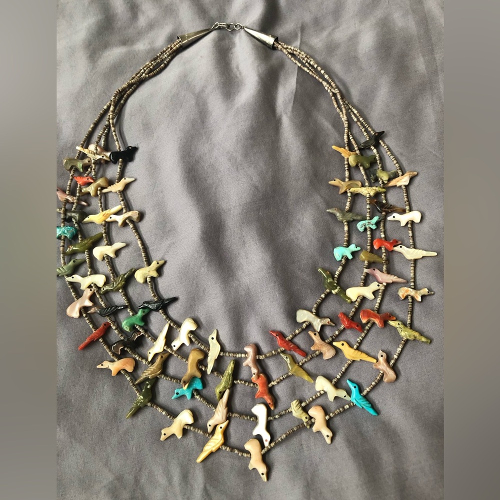 Zuni 3-strand necklace with Fetishes